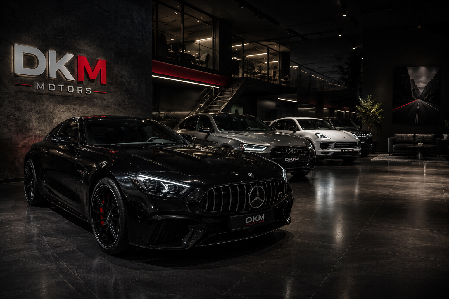 Vehículo premium en showroom